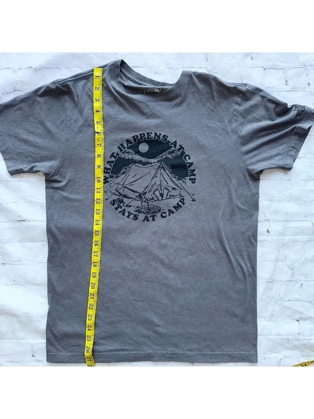 EUC Men’s Medium The North Face Slim Fit Gray Camping Graphic TShirt